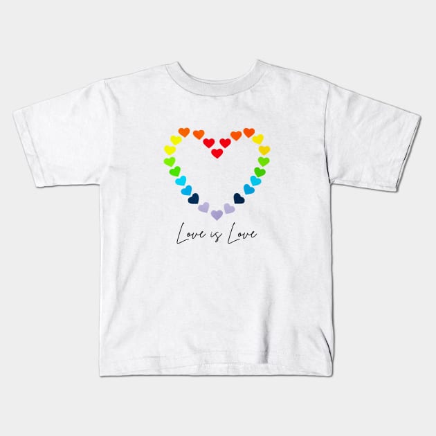 Love is love lgbt hearts design for valentines day gift Kids T-Shirt by KazSells